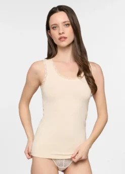 Canotta con pizzo stretch donna