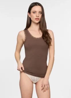 Canotta con pizzo stretch donna