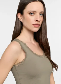 Canotta con pizzo stretch donna