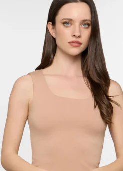 Canotta con scollo rotondo stretch donna