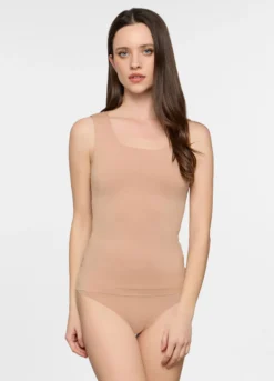 Canotta con scollo rotondo stretch donna