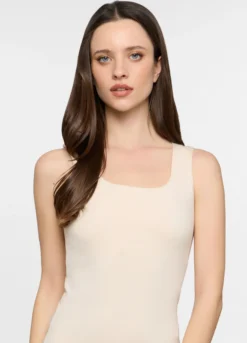Canotta con scollo rotondo stretch donna