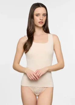 Canotta con scollo rotondo stretch donna