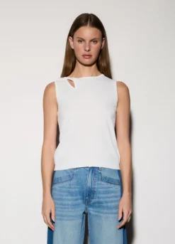 Canotta girocollo con cut out donna