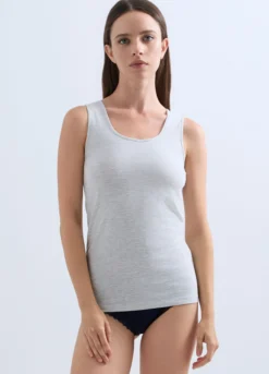 Canotta in costina di cotone stretch donna