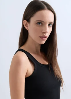 Canotta in costina di cotone stretch donna