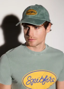 Cappello baseball effetto denim con toppa uomo