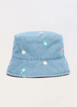 Cappello da pescatore in denim di puro cotone neonata