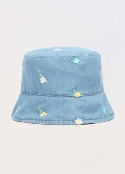 Cappello da pescatore in denim di puro cotone neonata