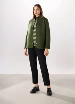 Cappotto corto in scuba a collo alto donna