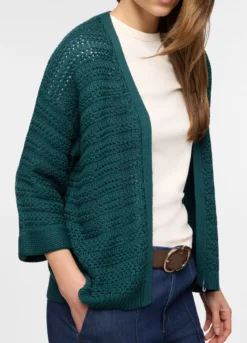 Cardigan aperto jaquard donna