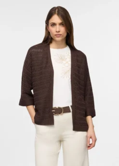 Cardigan aperto jaquard donna