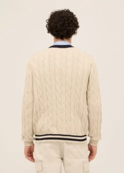 Cardigan a trecce in puro cotone uomo