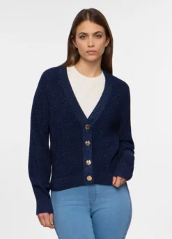 Cardigan con scollo a V operato donna