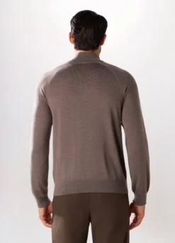 Cardigan con zip in lana merino uomo