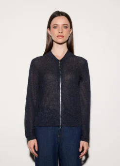 Cardigan full zip in costina donna