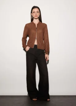 Cardigan full zip in costina donna