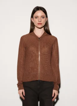 Cardigan full zip in costina donna
