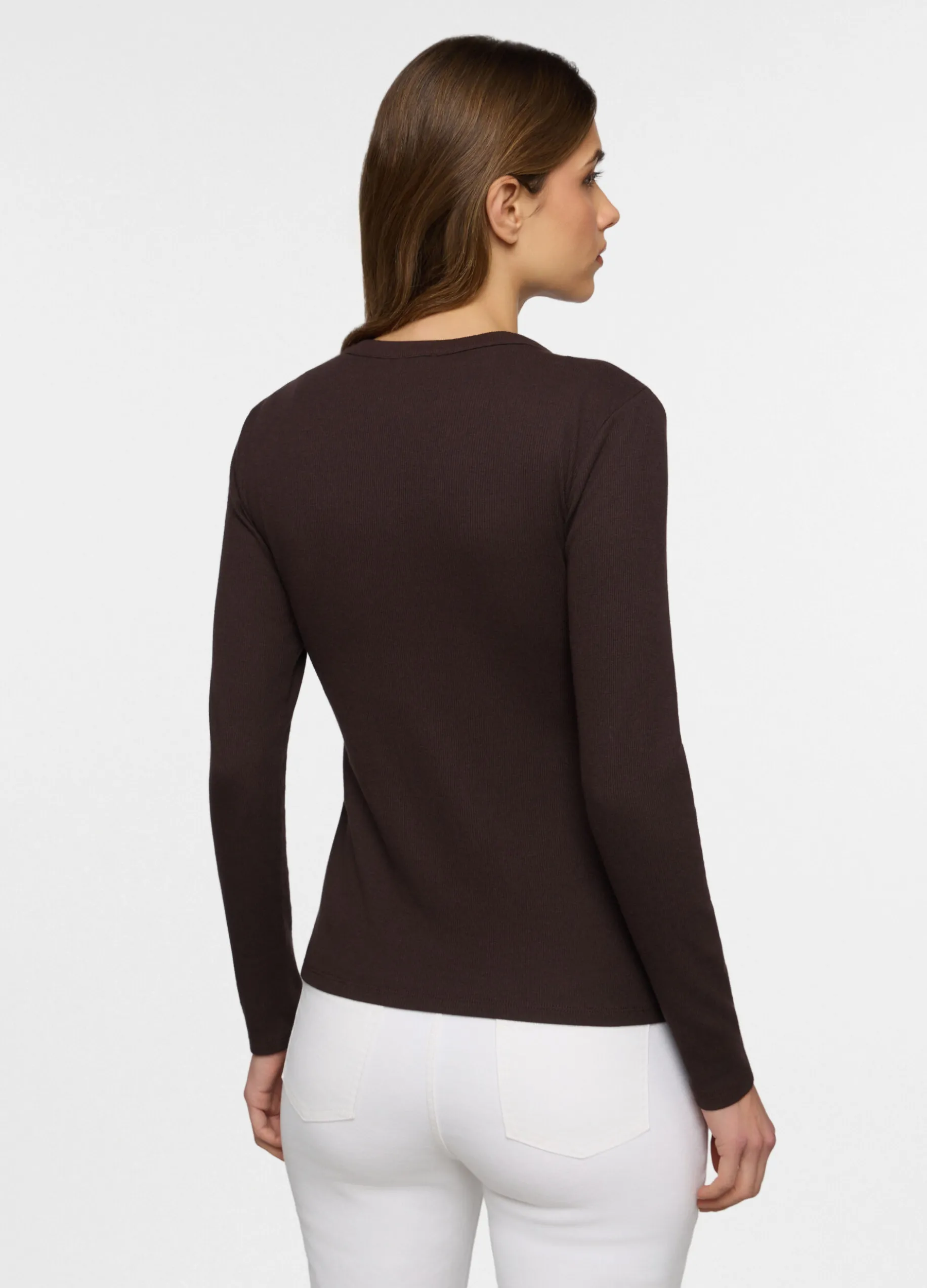 Cardigan girocollo in costina stretch donna