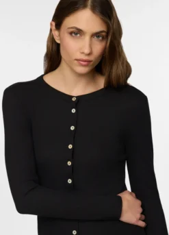 Cardigan girocollo in costina stretch donna