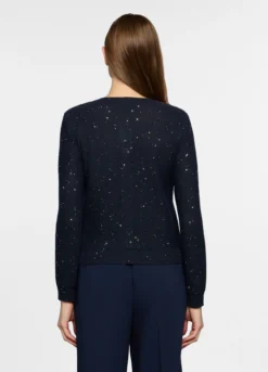 Cardigan girocollo in maglia rasata donna