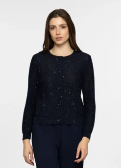 Cardigan girocollo in maglia rasata donna