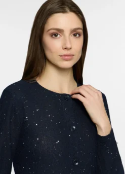 Cardigan girocollo in maglia rasata donna