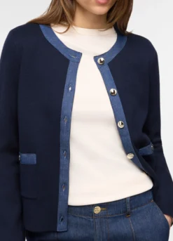 Cardigan girocollo misto viscosa donna