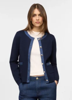 Cardigan girocollo misto viscosa donna