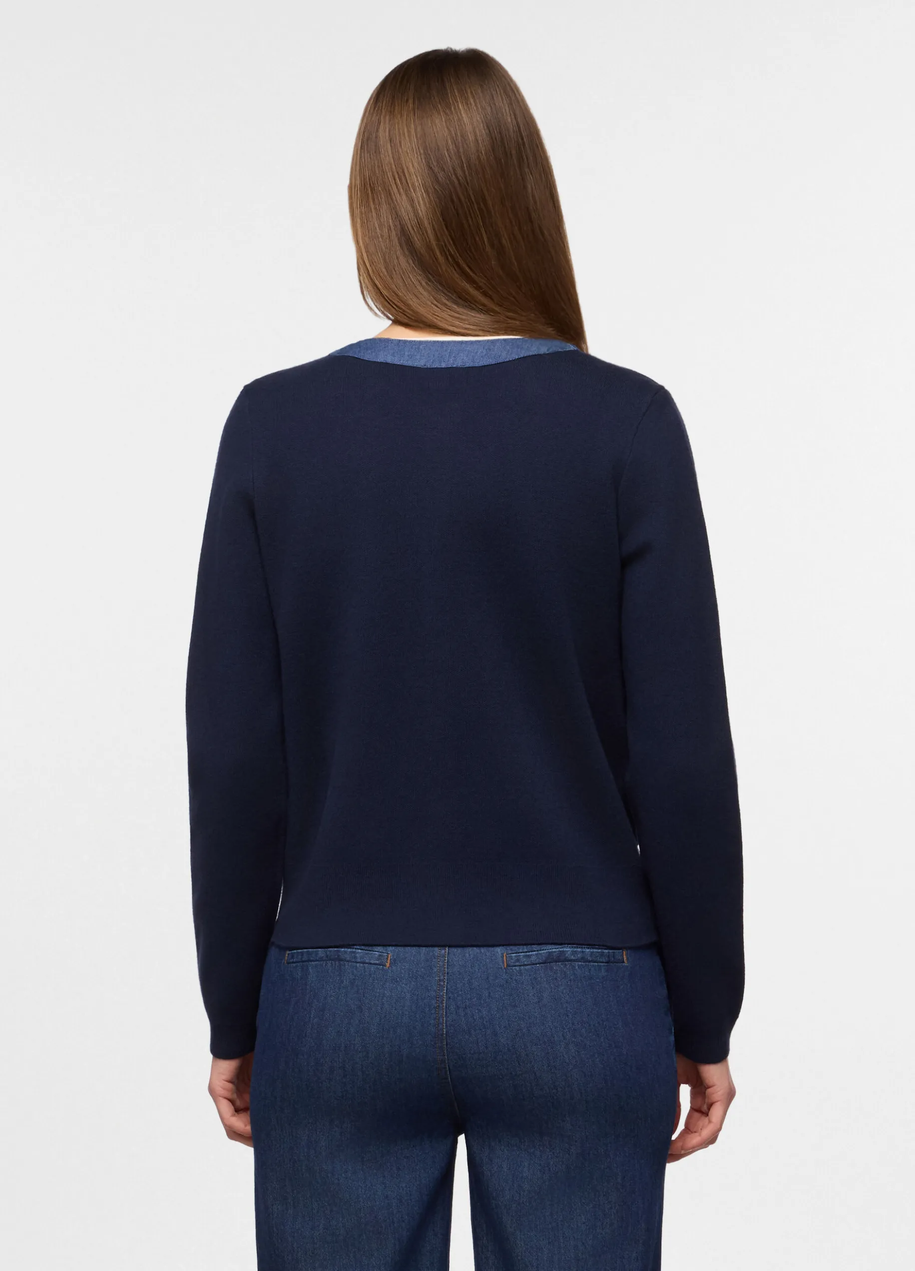 Cardigan girocollo misto viscosa donna
