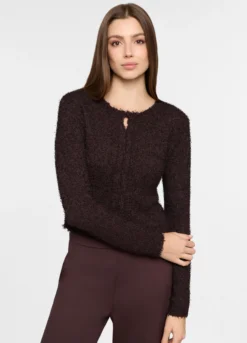 Cardigan girocollo operato donna