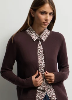 Cardigan girocollo rasato donna