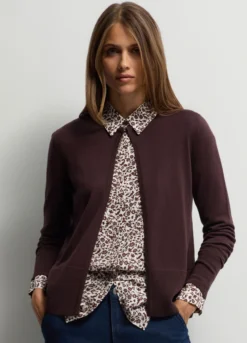 Cardigan girocollo rasato donna