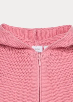 Cardigan in maglia rasata con cappuccio neonata