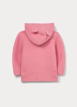 Cardigan in maglia rasata con cappuccio neonata