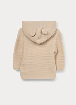 Cardigan in maglia rasata con cappuccio neonato