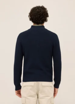 Cardigan lupetto con zip in puro cotone uomo