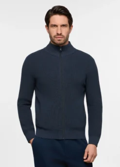Cardigan lupetto con zip intera uomo