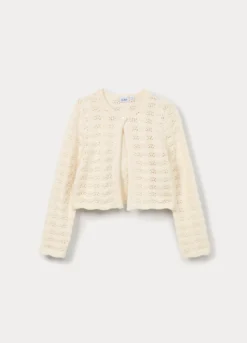 Cardigan operato in puro cotone bambina