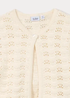 Cardigan operato in puro cotone bambina
