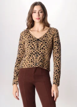 Cardigan tricot animalier donna