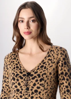 Cardigan tricot animalier donna