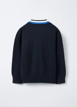 Cardigan tricot in puro cotone con lavorazione jaquard bambino