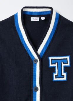 Cardigan tricot in puro cotone con lavorazione jaquard bambino