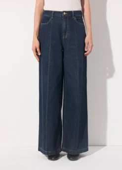 Denim wide leg in puro cotone donna