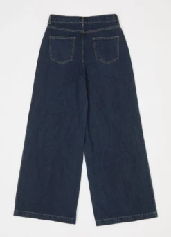 Denim wide leg in puro cotone donna