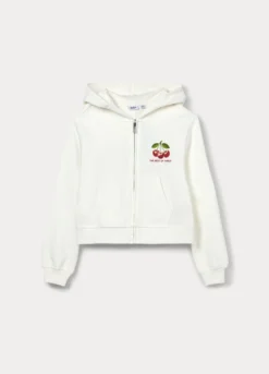 Felpa con cappuccio in french terry di puro cotone ragazza
