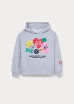 Felpa con cappuccio in french terry misto cotone ragazza