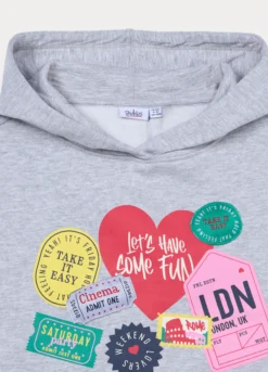 Felpa con cappuccio in french terry misto cotone ragazza