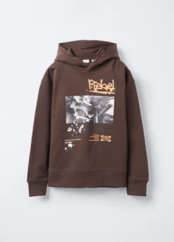 Felpa con cappuccio misto cotone Fit Over ragazzo